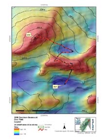 Map of two peaks on the NE end of Davidson Seamount that we explored.