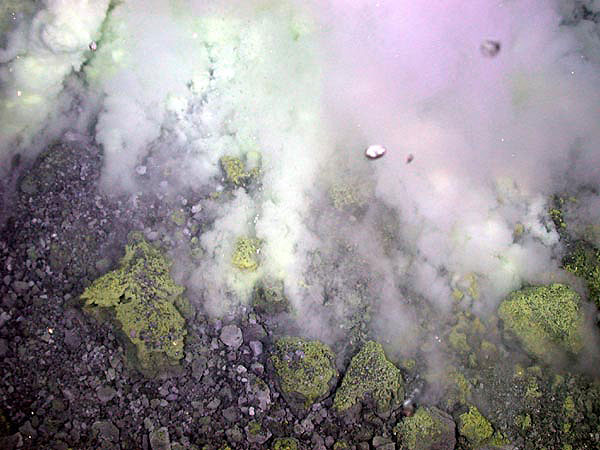 Close up of the front edge of the andesite lava flow