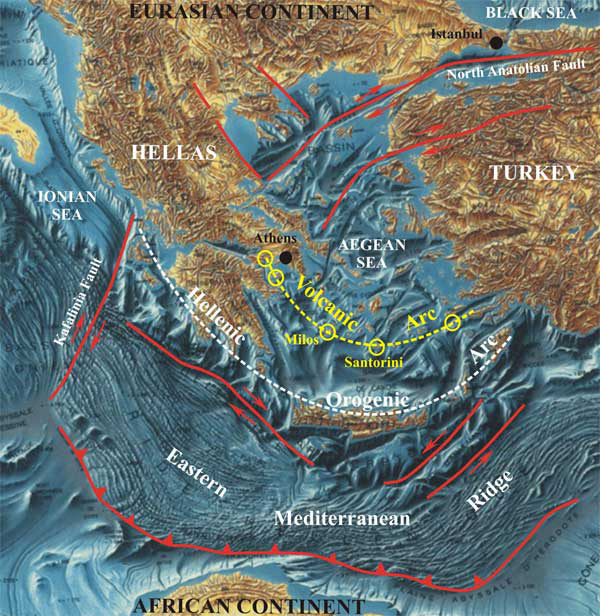 geotectonic map of Eastern Mediterranean and Aegean Sea.