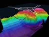 3-D bathymetry plot of LLS accident site showing Hi'ialakai search tracks.
