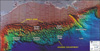 A computer enhanced multibeam bathymetry map of the northwestern and northern Gulf of Mexico continental shelf and slope.