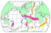Map of the world's ocean showing target areas for Biogeography of Chemosynthetic Ecosystems research.