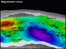 ABE high resolution bathymetry overlaid on EM300 bathymetry at Brothers volcano.