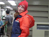 Kate proudly dons her mustang suit in preparation for a few chilly hours processing samples in the walk-in “cold room”.