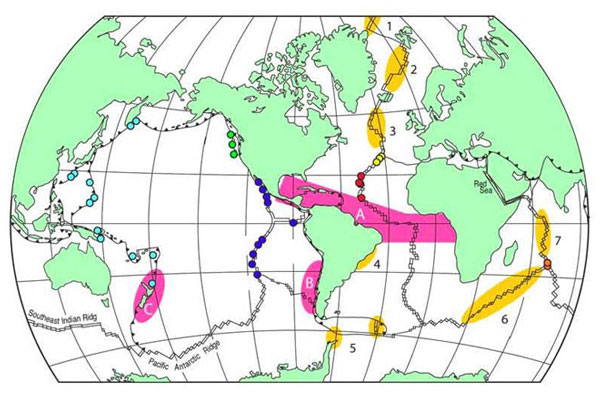 target areas for Biogeography of Chemosynthetic Ecosystems research 