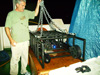 Dr. Cabell Davis readies his Video Plankton Recorder (VPR) for its first cast in the Celebes Sea.