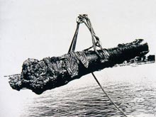This Cerberus cannon, used in key battles in both the French and Indian war and the Revolutionary War, was recovered in the 1970s.