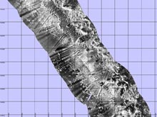 Example of a high-resolution side-scan sonar mosaic created from survey data collected by the GeoSwath sonar on the Gavia AUV.