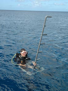 Scientists look for patterns of the oxygen concentrations over the reef, which provides an indicator of the health and productivity of the coral system.