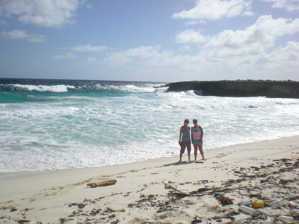Two University of Delaware study abroad program students enjoying a typical island day on Bonaire