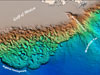 Multibeam bathymetry allows terrain models to be created for large areas of the sea floor.