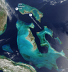 NASA satellite image of the Bahamas.