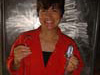 Dr. Edie Widder holds the mystery hook and lure found near the capsized EITS.