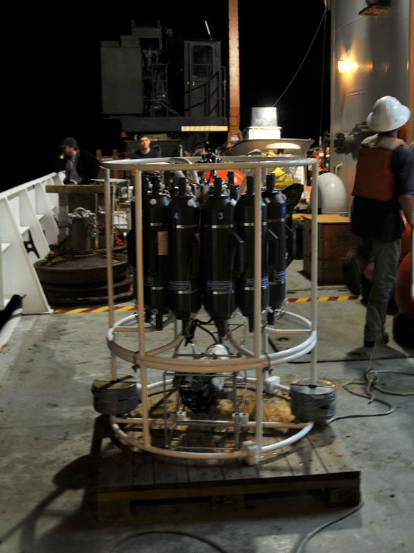 CTD rosette on deck ready for deployment.