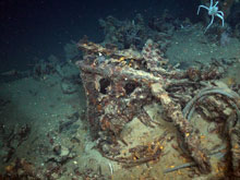 Like the 7000ft wreck the knees to the windlass are still intact yet upside down.