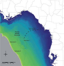 map showing areas to be examined