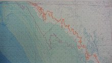 image showing the edge of the Clovis Continent roughly 13,400 years ago