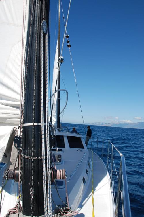 The Derek M. Baylis sailing off the California  coast under sail.