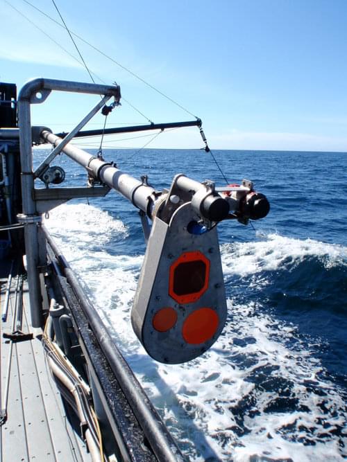 The acoustic sonar is used to image organisms living in the water column.