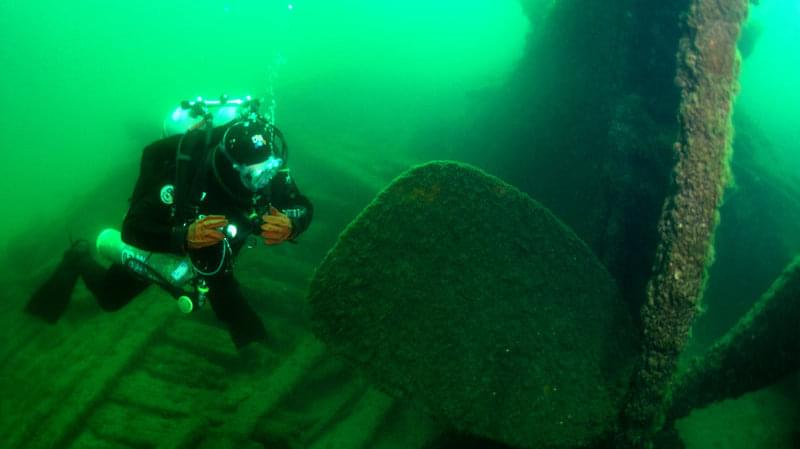 Maritime archeologists document the Montana, a wreck in the area that ATLAS imaged during the Thunder Bay 2010 expedition.