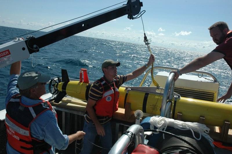 The University of Texas team launches the ATLAS around 11:30 a.m., and it will be in the water for nearly 12 hours. Every 45 minutes or so, it surfaces to check in and download some data.