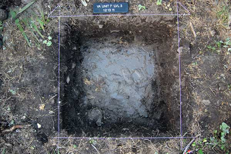 Freshwater is discovered about 60-cm down into an excavation unit.