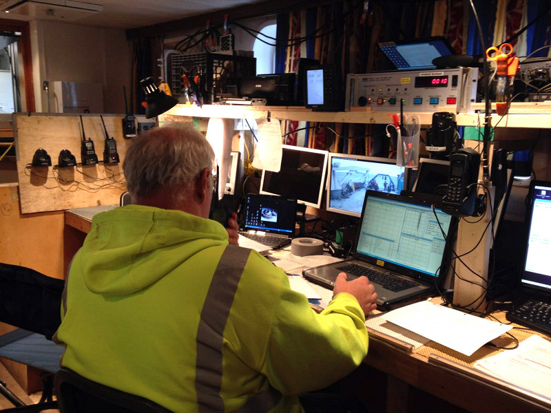 Marshall Swartz monitors data from the CTD device.