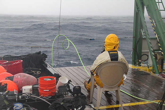 ROV pilot Lance Horn keeps a lonely vigil.