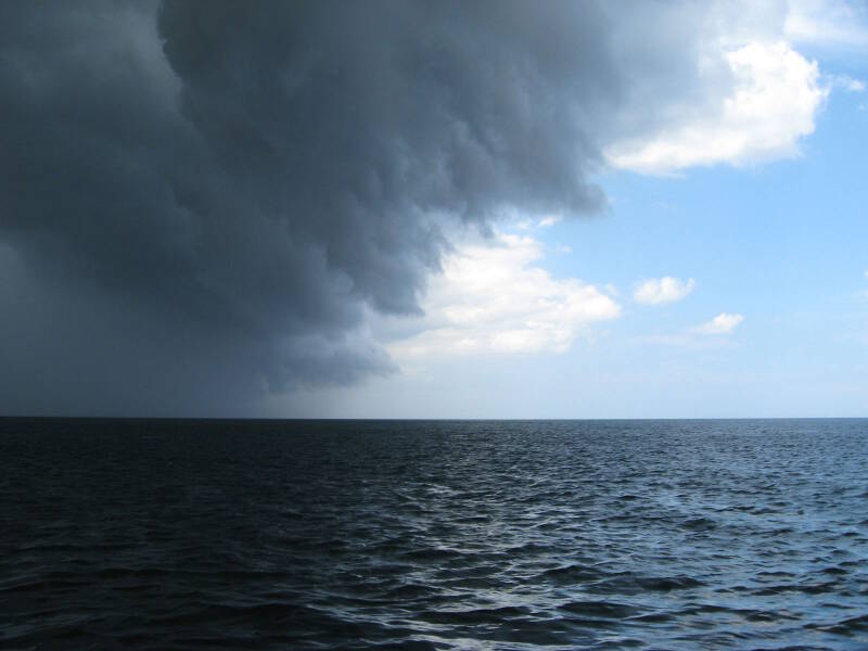 The lightning and rougher seas this storm brought with it delayed our dive operations.