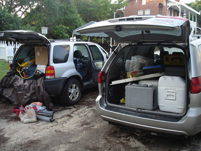 Loading gear at LAMP headquarters. Lots of equipment and food are needed for a seven-day research cruise!