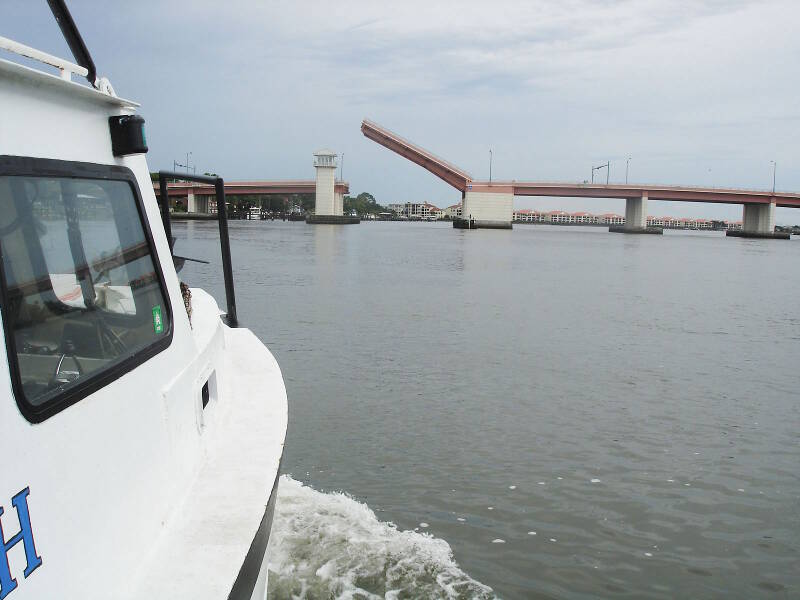 Roper passes under the George Musson drawbridge.