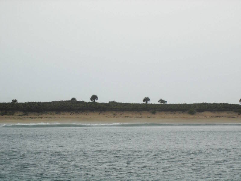 The beach at Canaveral National Seashore as seen from the boat, when running inshore lanes. This is about as close to the beach as we can safely reach using Roper, which drafts between 4 and 5 feet of water.