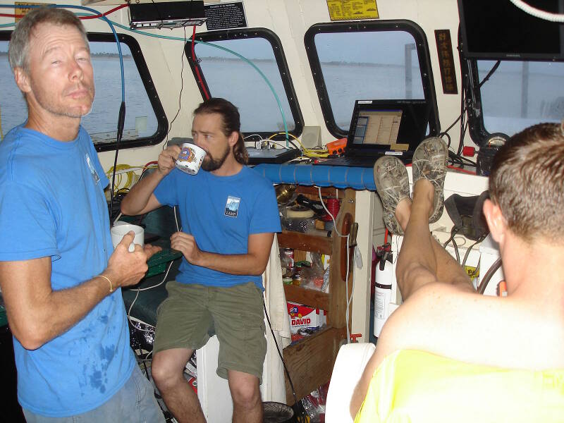 We are not really at our best until the coffee is ready. Left to right: Dr. Sam Turner, Brian McNamara, and Brendan Burke.