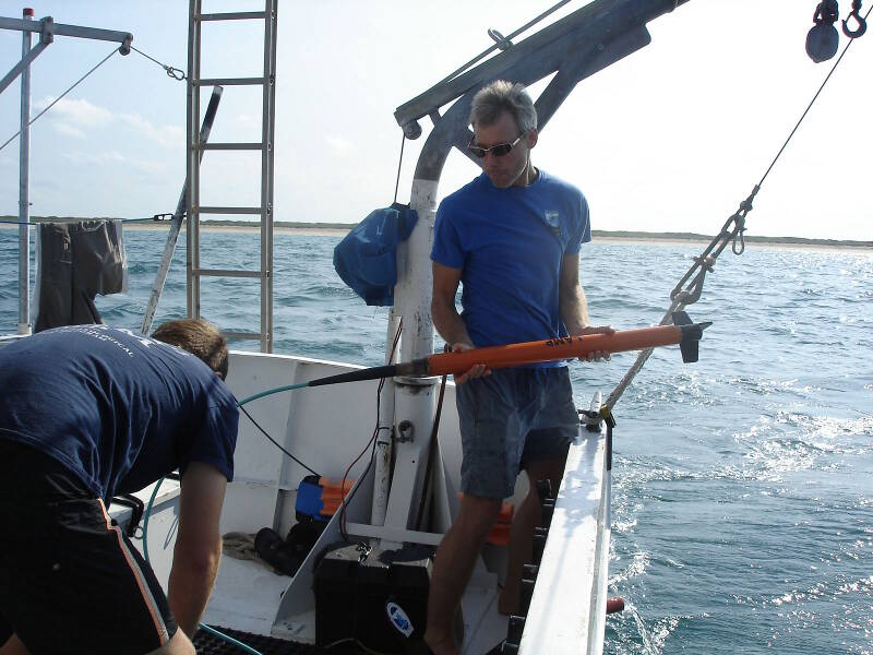 Brendan and Sam prepare to deploy the magnetometer.