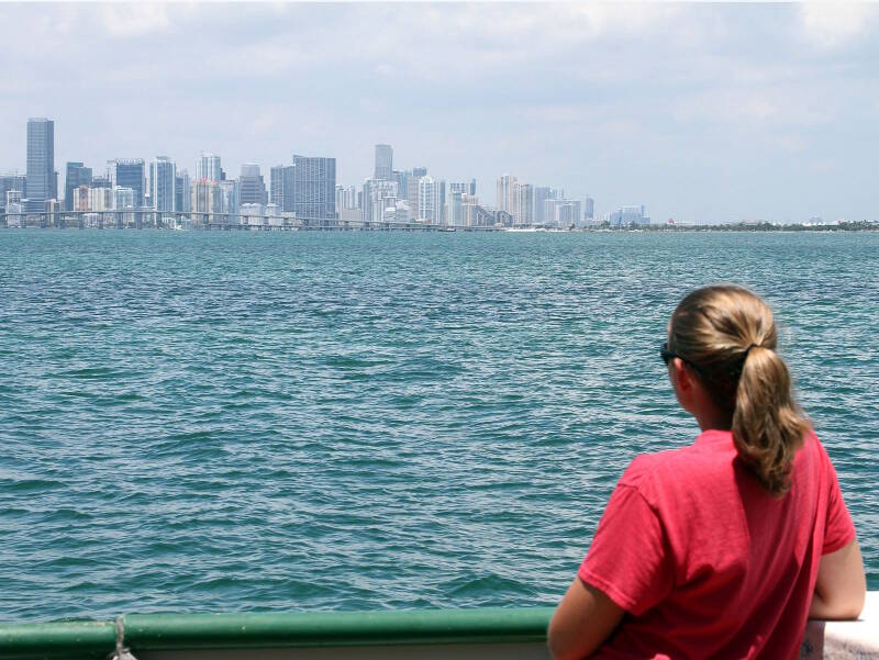 The Miami coastline from the F.G. Walton Smith as we begin our transit to Pulley Ridge