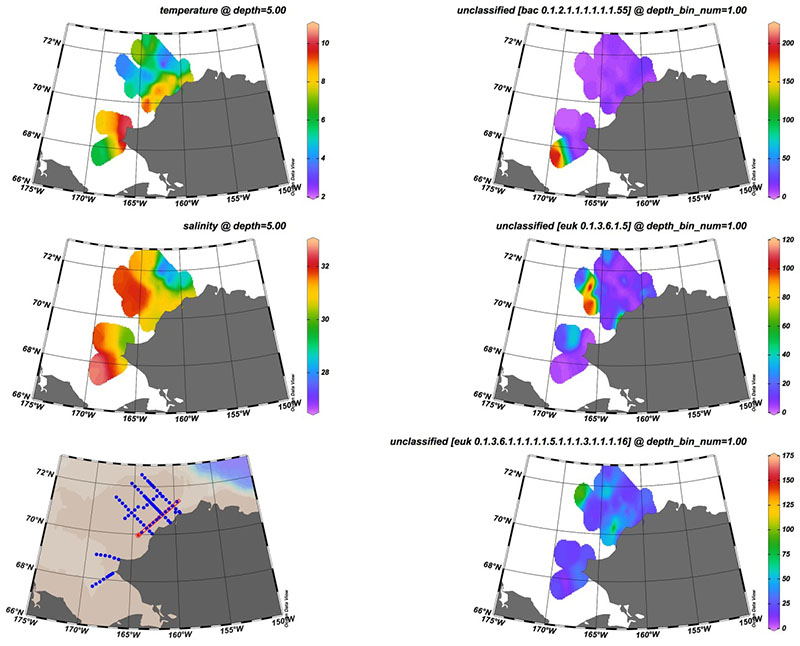 Here you can see the distributions of a number of organisms that we cannot yet identify by their DNA (“unclassified”), but which are present in relatively high abundance. This means that there is a lot left to discover about the diversity of life in the Arctic.