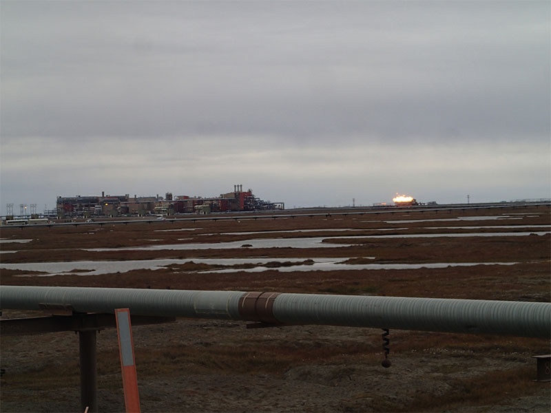 A view of the industrial landscape of Prudhoe Bay.
