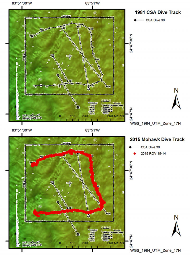 The planned track for today’s remotely operated vehicle (ROV) dive.