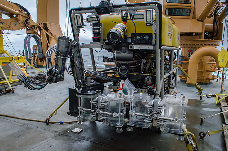 The ROV Global Explorer is ready to dive in the Arctic as it sits on deck on the USCGC Healy.
