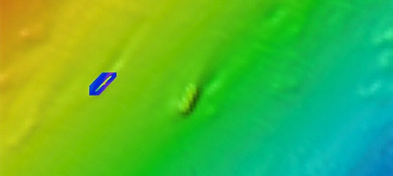 Sonar Data showing U-576 and Bluefields as they currently rest on the seabed