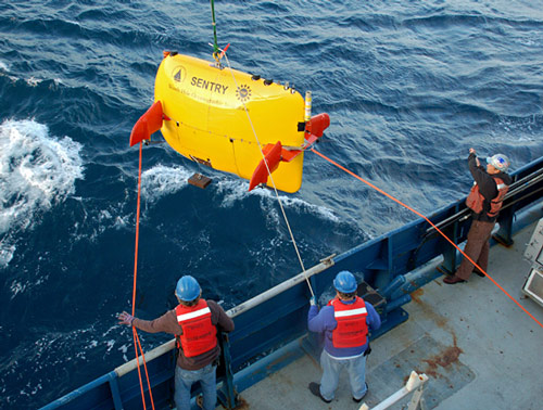  Image of Sentry being deployed from the ship.