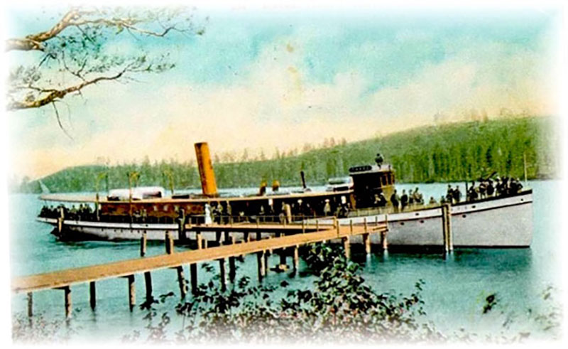 Postcard of Steamer Tahoe at Emerald Bay, Lake Tahoe, California.