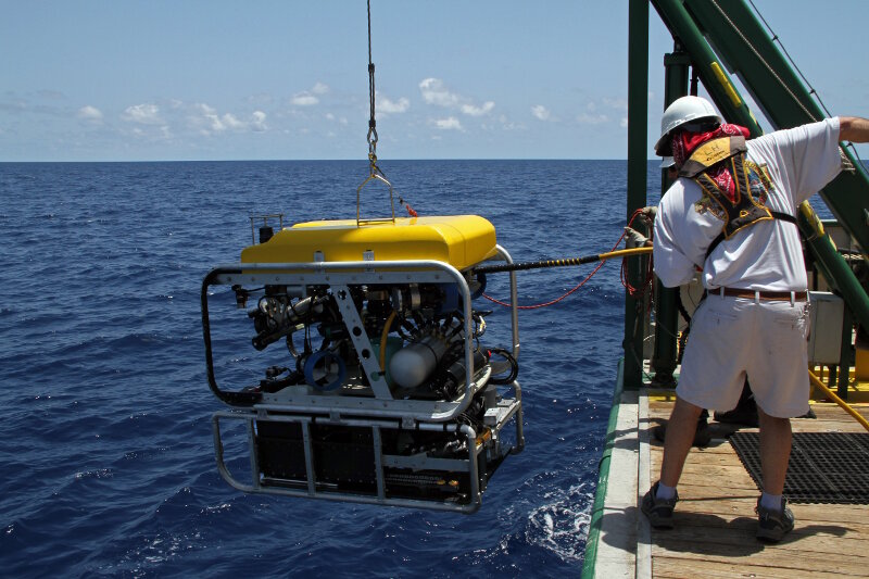 Figure 3. Remotely operated vehicles or ROVs, such as the University of North Carolina at Wilminton’s Phantom S2 with a maximum diving depth of 300 m, capable of maneuvering in shallow water make it possible for us to study mesophotic reefs.