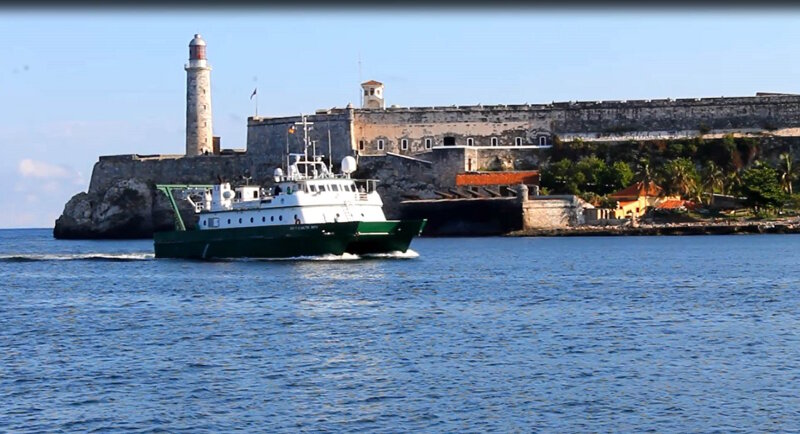 The RV Walton Smith arriving in the port of Havana, 8 a.m., May 16, 2017.