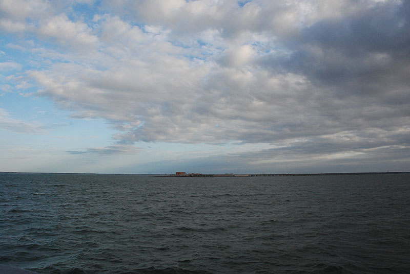 The Chesapeake Bay Bridge-Tunnel marks the exit from the Chesapeake Bay and the entry point to the open ocean. The Pisces made her way over the tunnel about two and a half hours after leaving port on September 12.