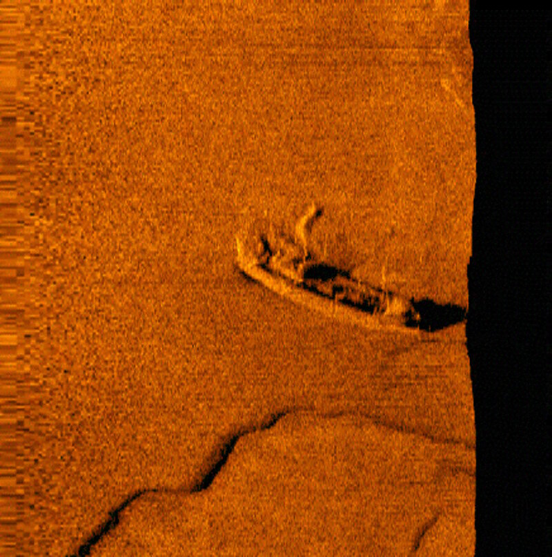 A second pass of the vessel now believed to be Ohio. Researchers from the University of Delaware and Thunder Bay National Marine Sanctuary discovered a vessel at this location on 23 May, 2017.