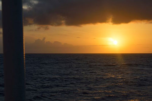 A view of our first sunset from the RV Kilo Moana, not a bad view!