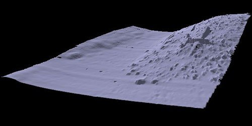 High resolution multibeam sonar image of a WWII B-25 documented by members of Project Recover in 2017 in Papua New Guinea.