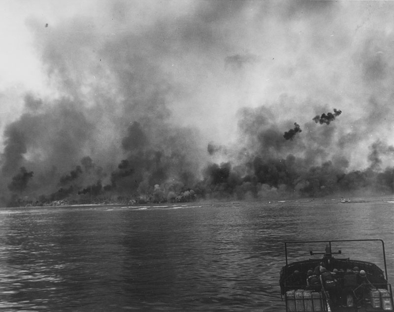 D-Day Landing on the invasion beaches by American forces. Pre-invasion bombardment contributed to the confusion and chaos of the battle in firsthand accounts.