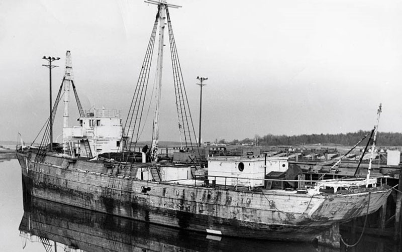 Rare 1960 photograph of the Bear tied up to a pier in Halifax, Nova Scotia.